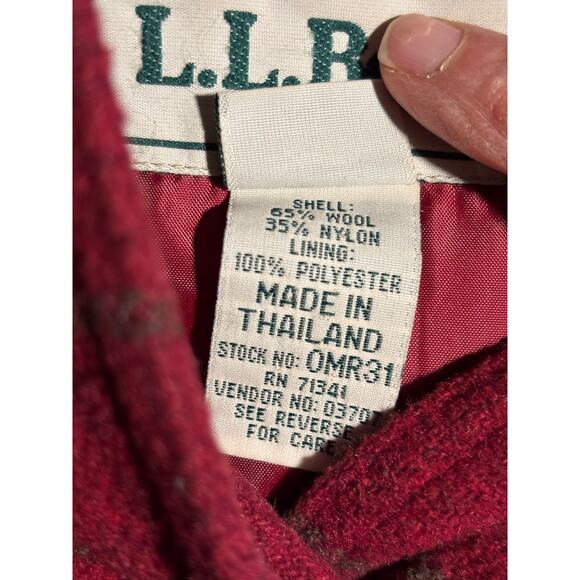 Vintage LL Bean Wool Blend Chore Coat Womens Windowpane Check Medium Hooded - Picture 6 of 11